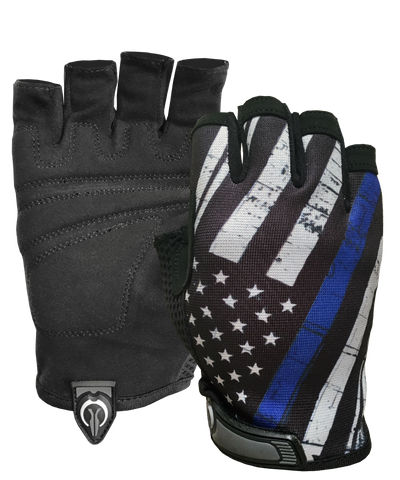 Blue Line Flag Gloves (1/2 Finger)